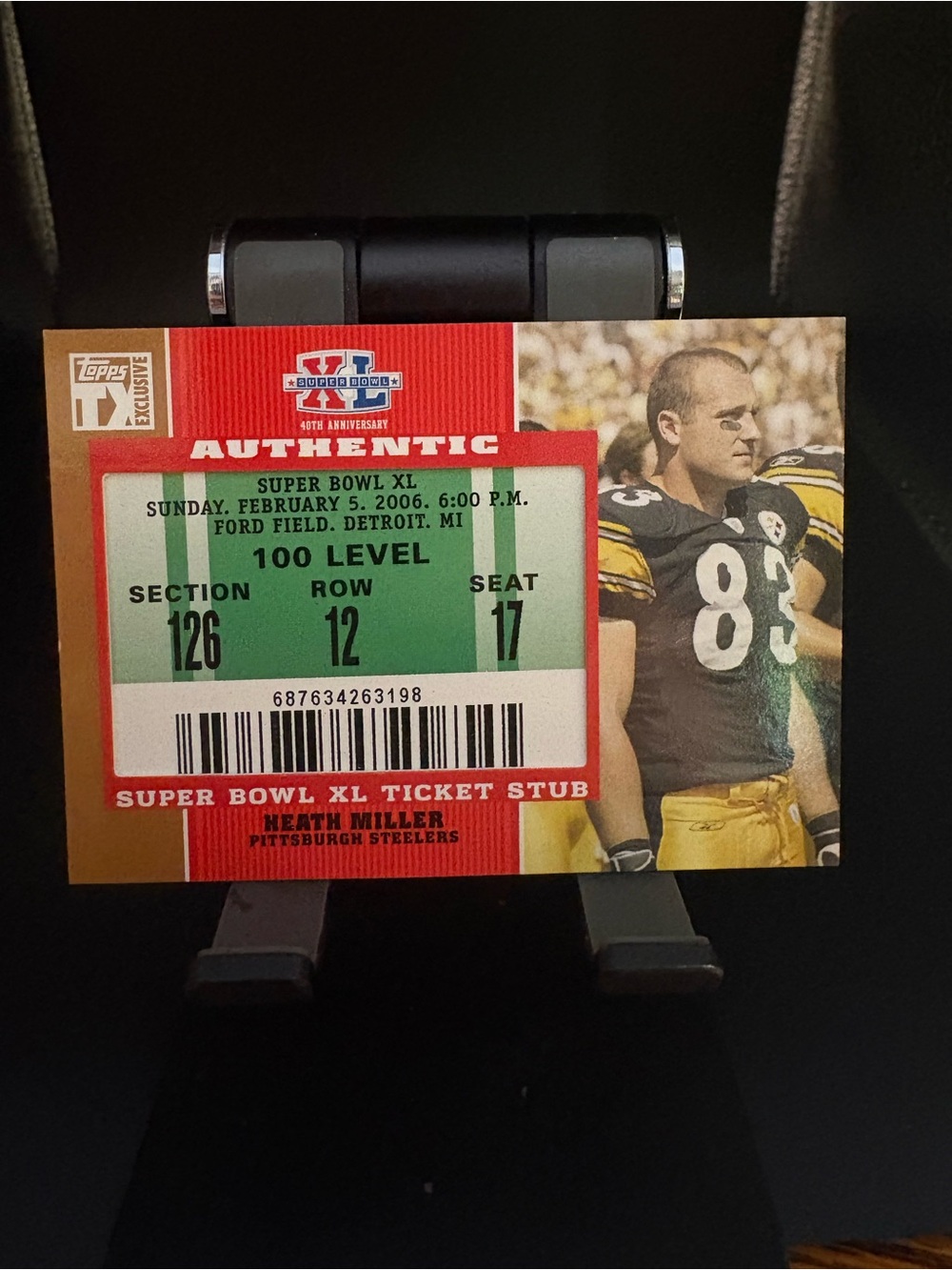 Authentic Super Bowl XL Ticket Stub Heath Miller Football Card